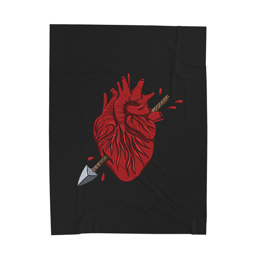 Heart and Arrow Velveteen Plush Blanket